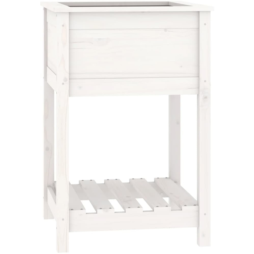 vidaXL White Solid Pine Outdoor Planter with Shelf 55 x 54 x 81cm Image 1