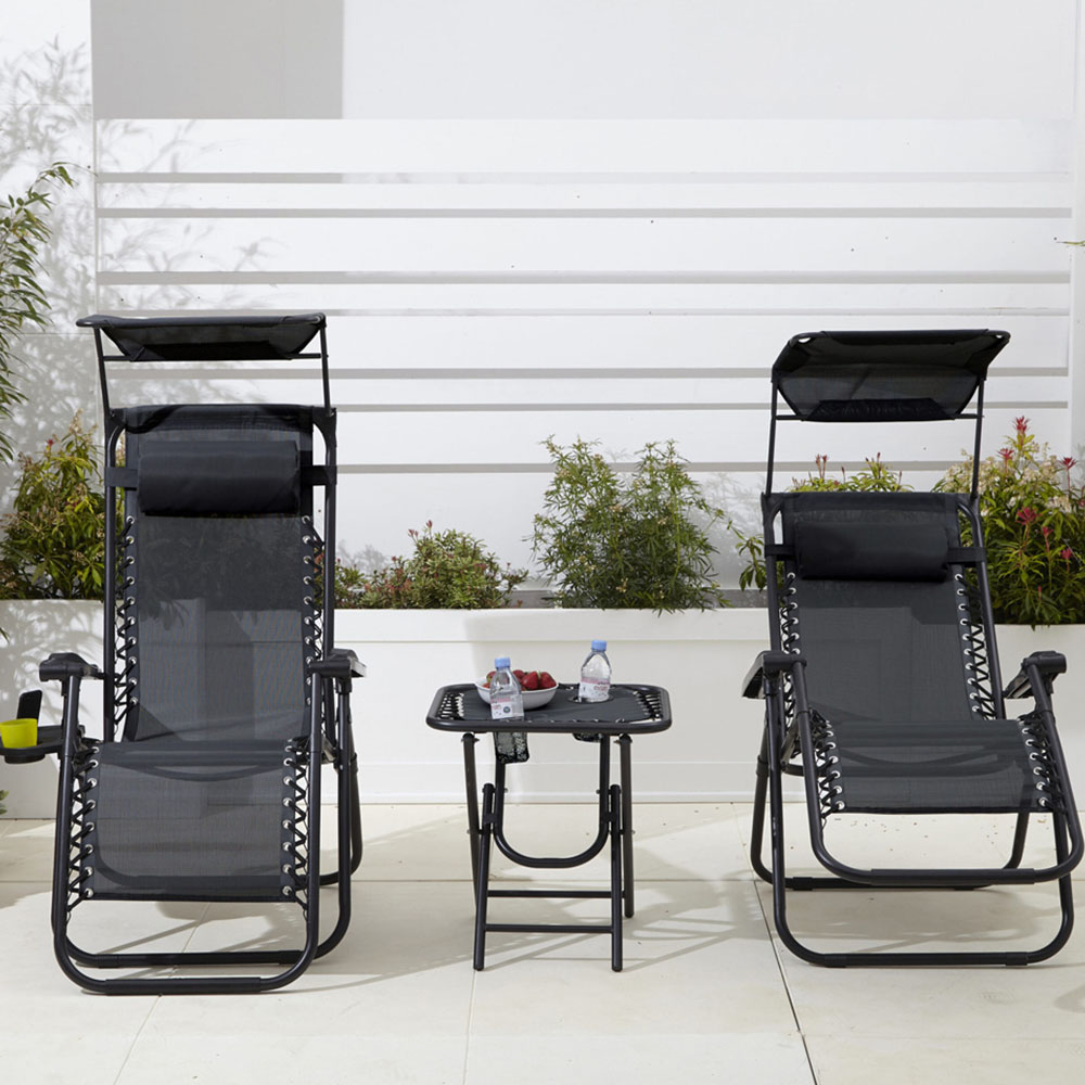 Neo Black Zero Gravity Chairs and Table Image 4