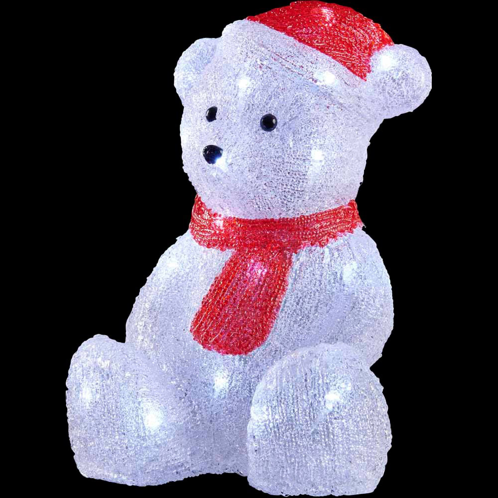 Wilko Acrylic Light Up Bear with Hat and Scarf Image 2