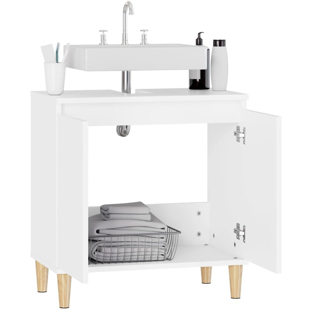 vidaXL 2 Door White Bathroom Sink Cabinet Image 6
