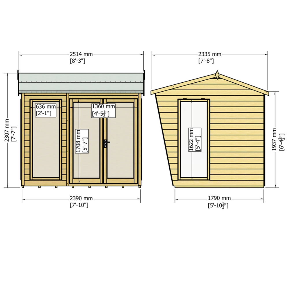 Shire Burghclere 8 x 6ft Double Door Contemporary Summerhouse Image 5