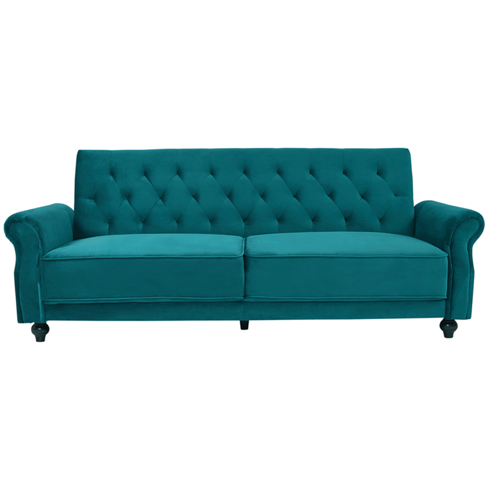 Furniture One 3 Seater Green Velvet Sofa Bed Image 3