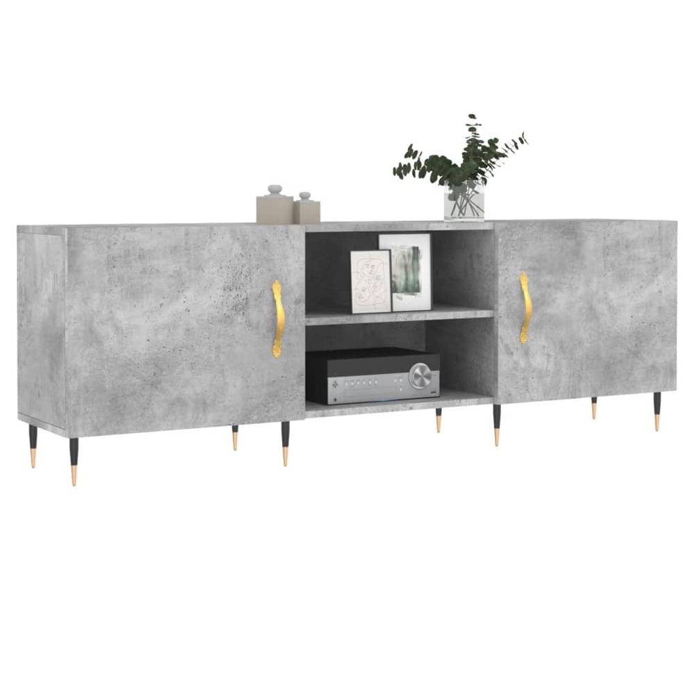 vidaXL 2 Door 2 Shelf Grey TV Cabinet Image 5