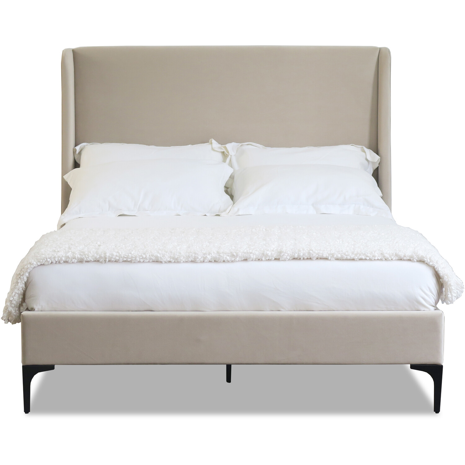 Lauren Double Cream Fabric Wooden Bed Image 4