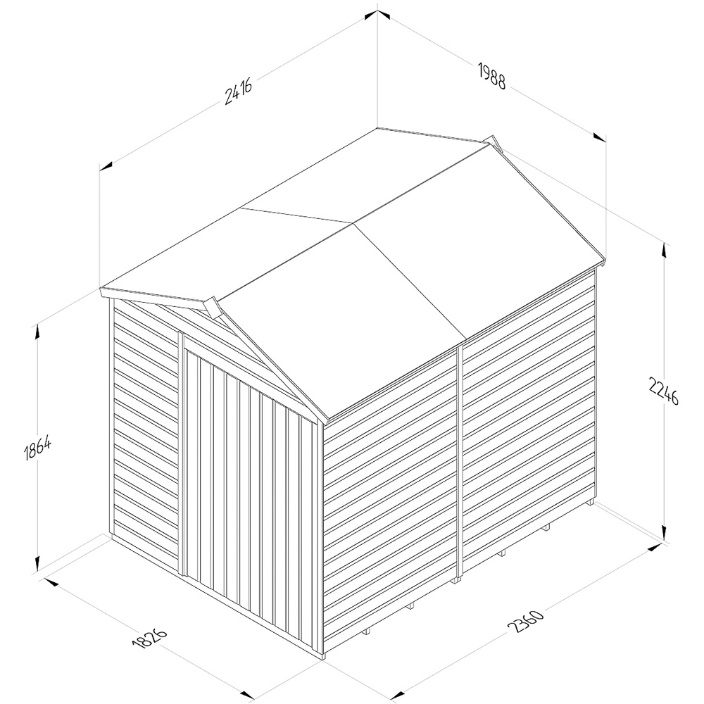 Forest Garden Beckwood 6 x 8ft Double Door Shiplap Apex Shed Image 9