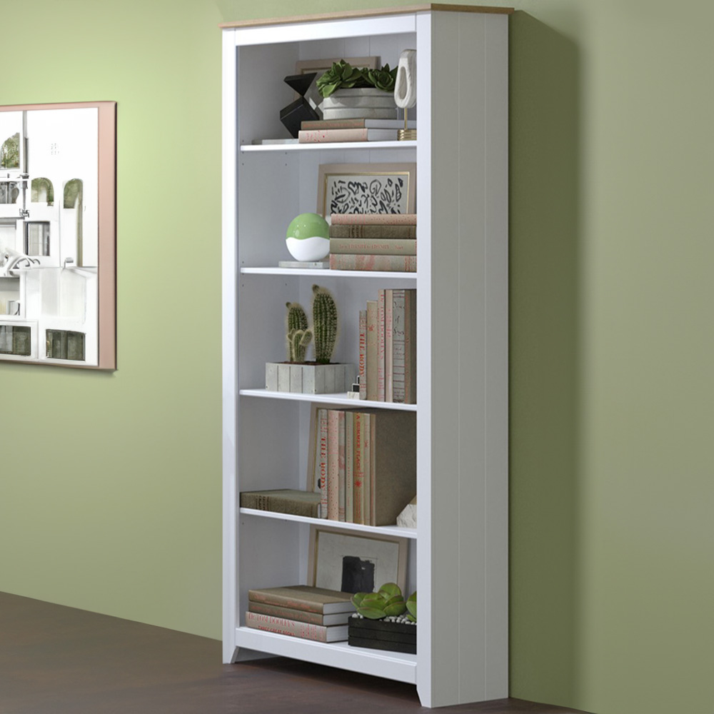 Capri 5 Shelf White Tall Bookcase Image 1