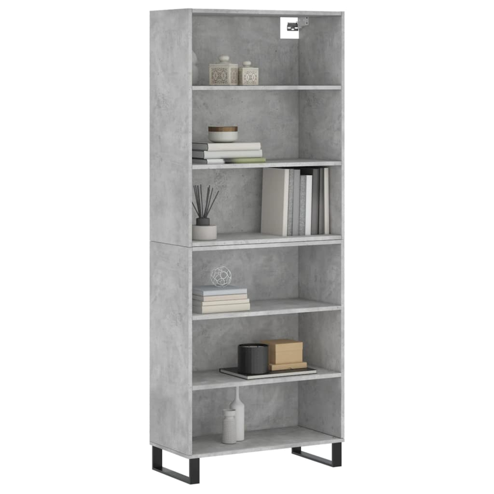vidaXL 6 Shelf Concrete Grey Highboard Image 3