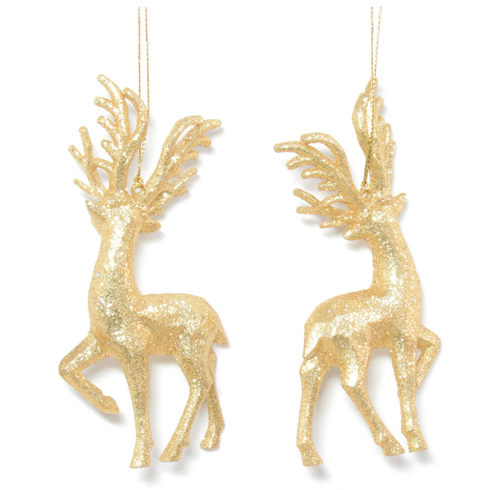 Glitter Reindeer Decoration Gold Image 3