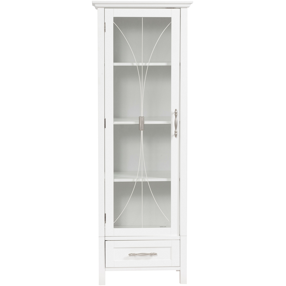 Teamson Home Delaney Single Door Single Drawer White Wooden Linen Cabinet Image 2