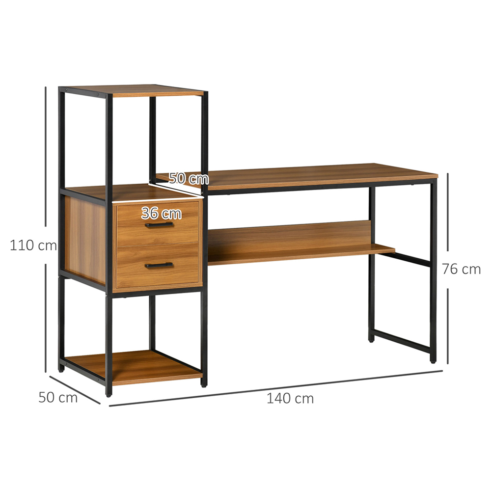 Portland  Industrial Style Office Desk Brown and Black Image 6
