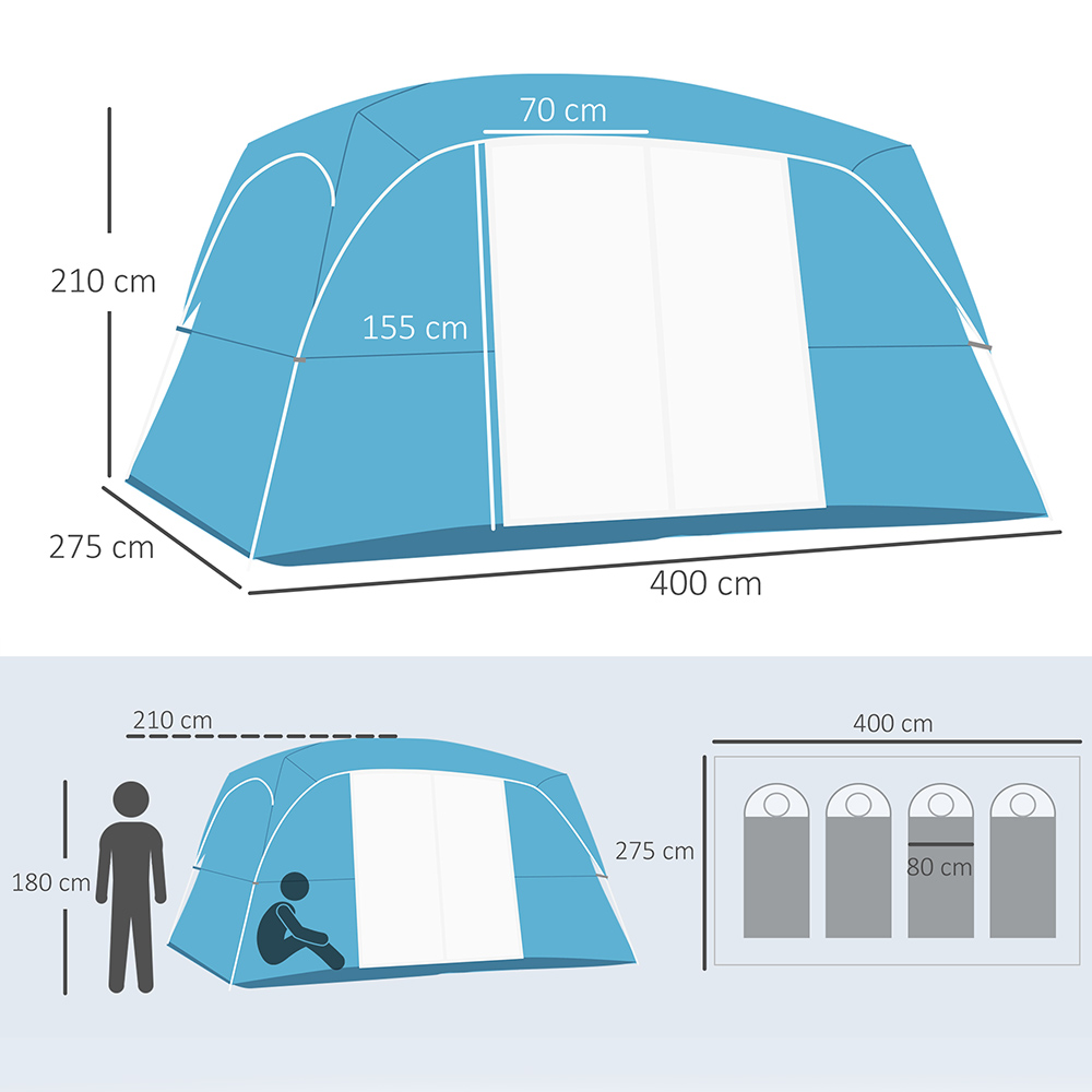 Outsunny 4-8 Person Outdoor Camping Tent Blue Image 7