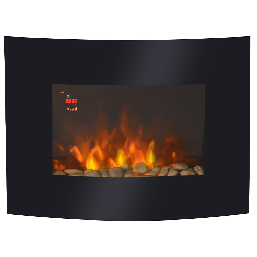 HOMCOM Ava LED Curved Electric Wall Fireplace Heater Image 1