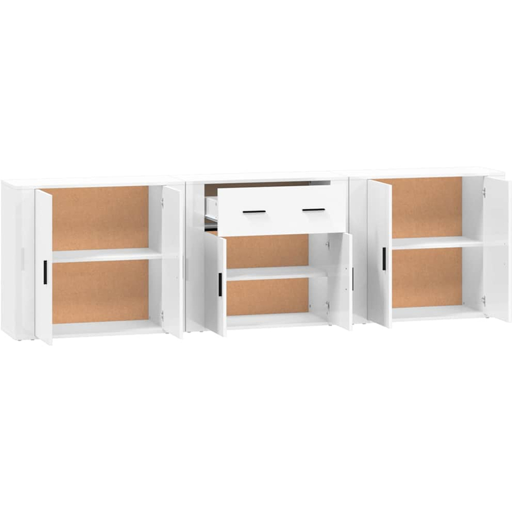 vidaXL 2 Door White Sideboard Set of 3 Image 5