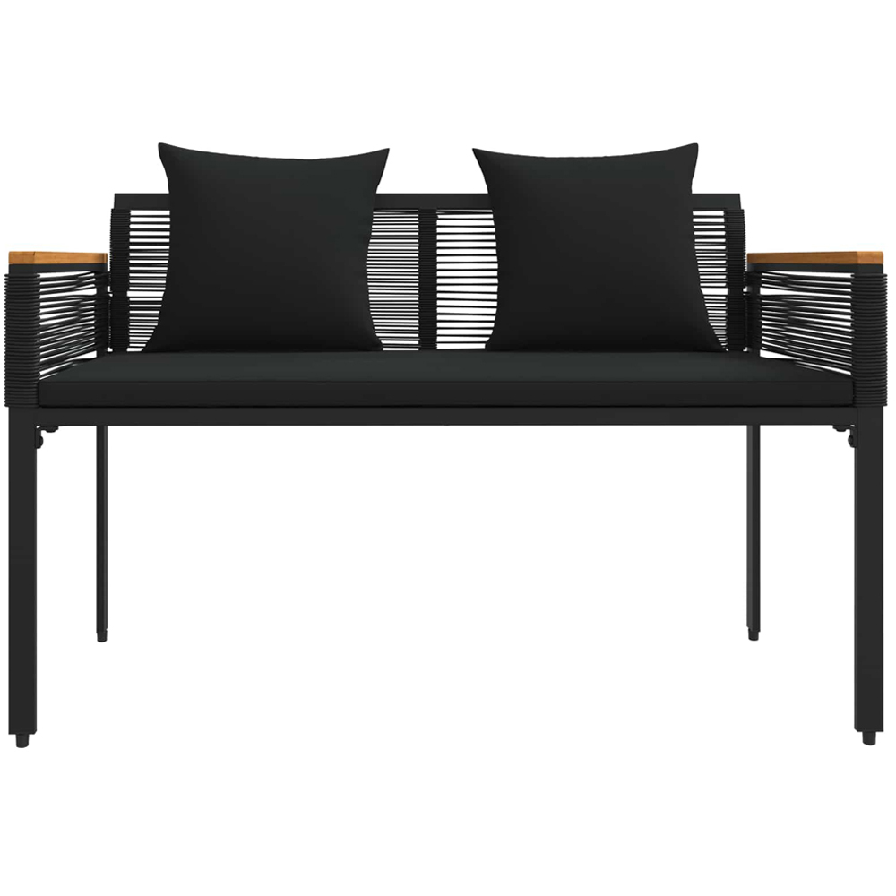 vidaXL Black Poly Rattan Garden Bench with Cushion 117 x 54 x 74.5cm Image 4