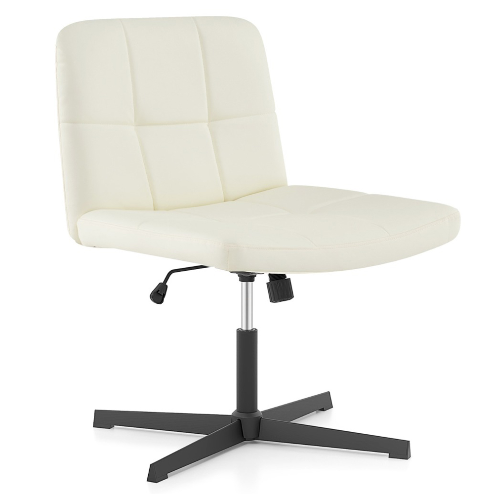 Costway Beige PU Leather Upholstered Office Chair Image 2