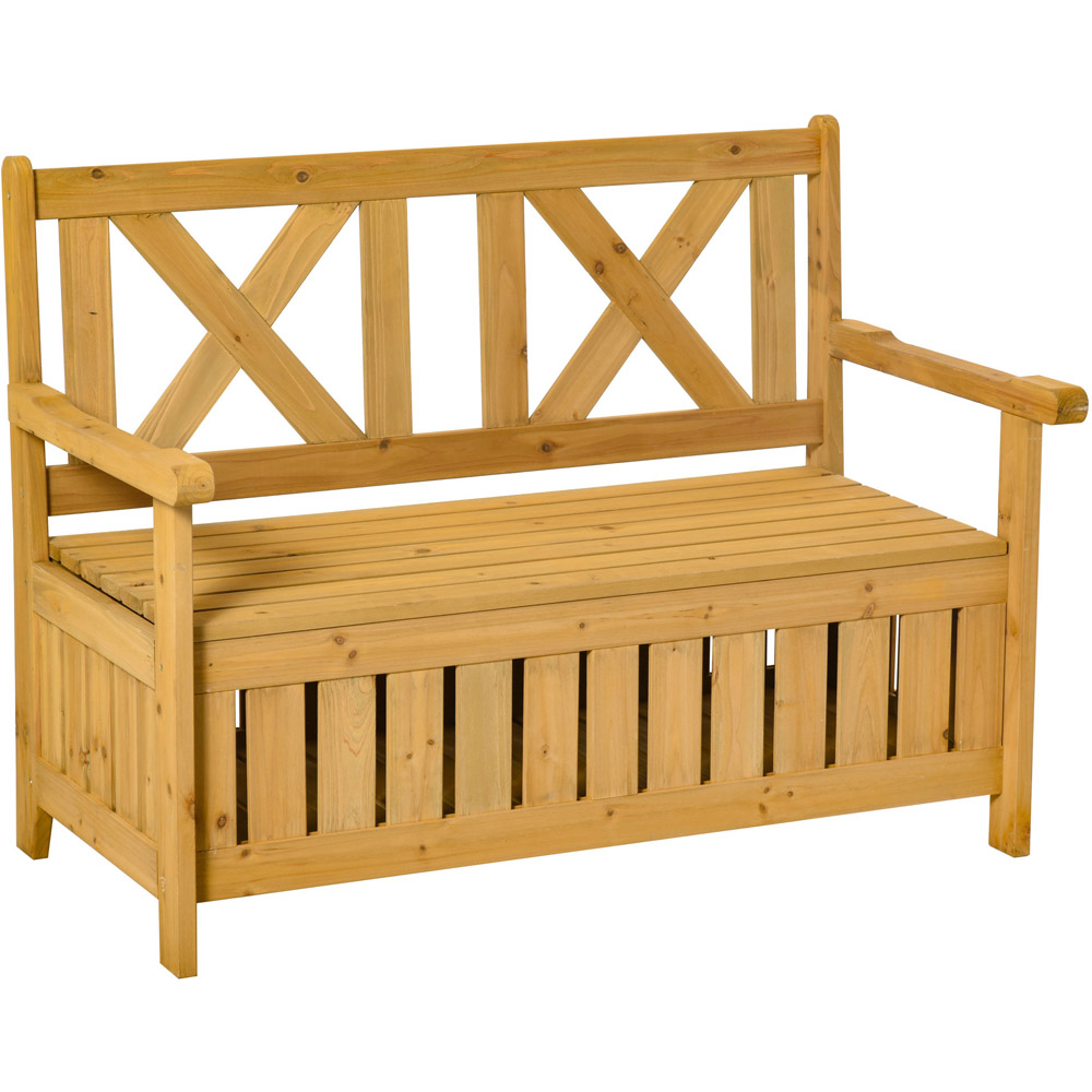 Outsunny 2 Seater Wooden Garden Storage Bench Image 1