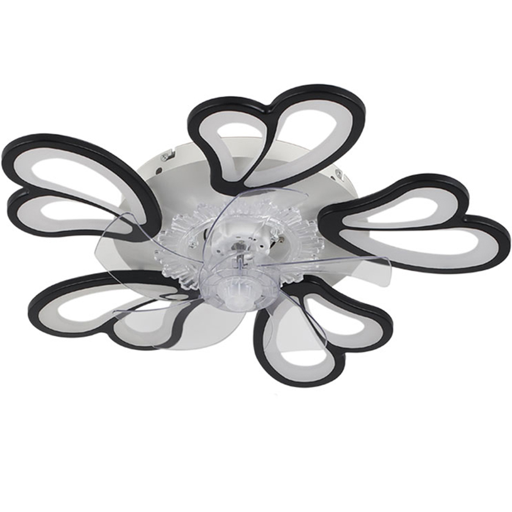Living and Home Black Double Petal Ceiling Fan Light with Remote Control and Bluetooth 25 inch Image 1