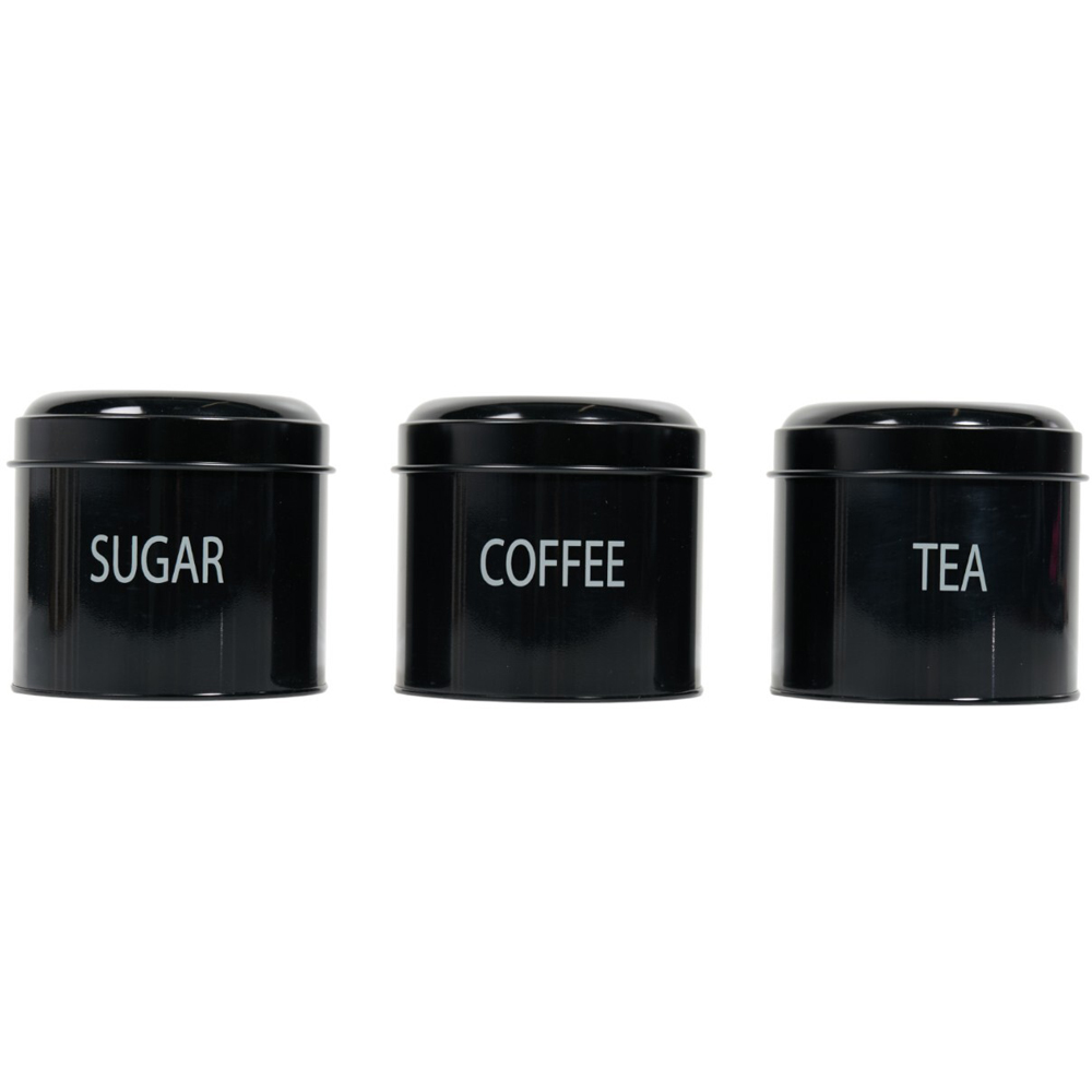 Set of 3 Metal Canisters Black Image 1