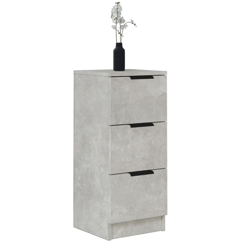 vidaXL 3 Drawer Concrete Grey Wooden Sideboard Image 3