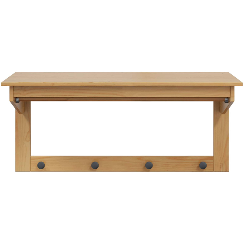 vidaXL Hill Single Shelf Honey Brown Wall Mounted Coat Rack with Hook Image 3