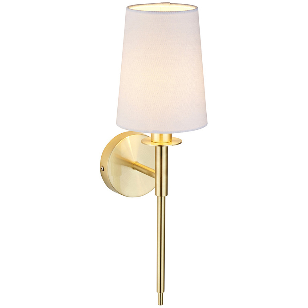 Merano Florence Satin Brass and Vintage White Fabric Wall Lamp Image 1