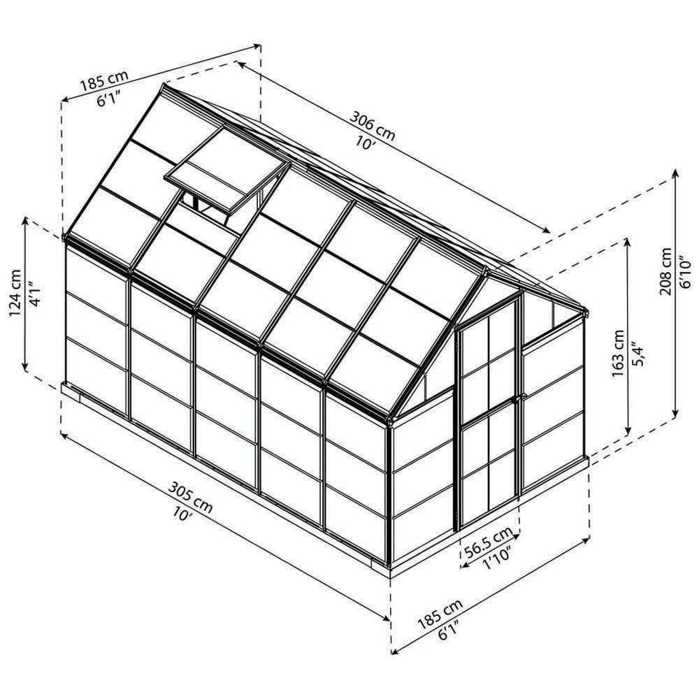 Palram Canopia Harmony Green Polycarbonate 6 x 10ft Greenhouse Image 8