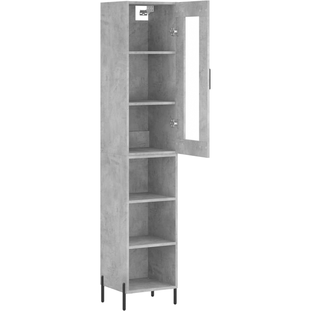 vidaXL Single Glass Door 3 Shelf Concrete Grey Highboard Image 4