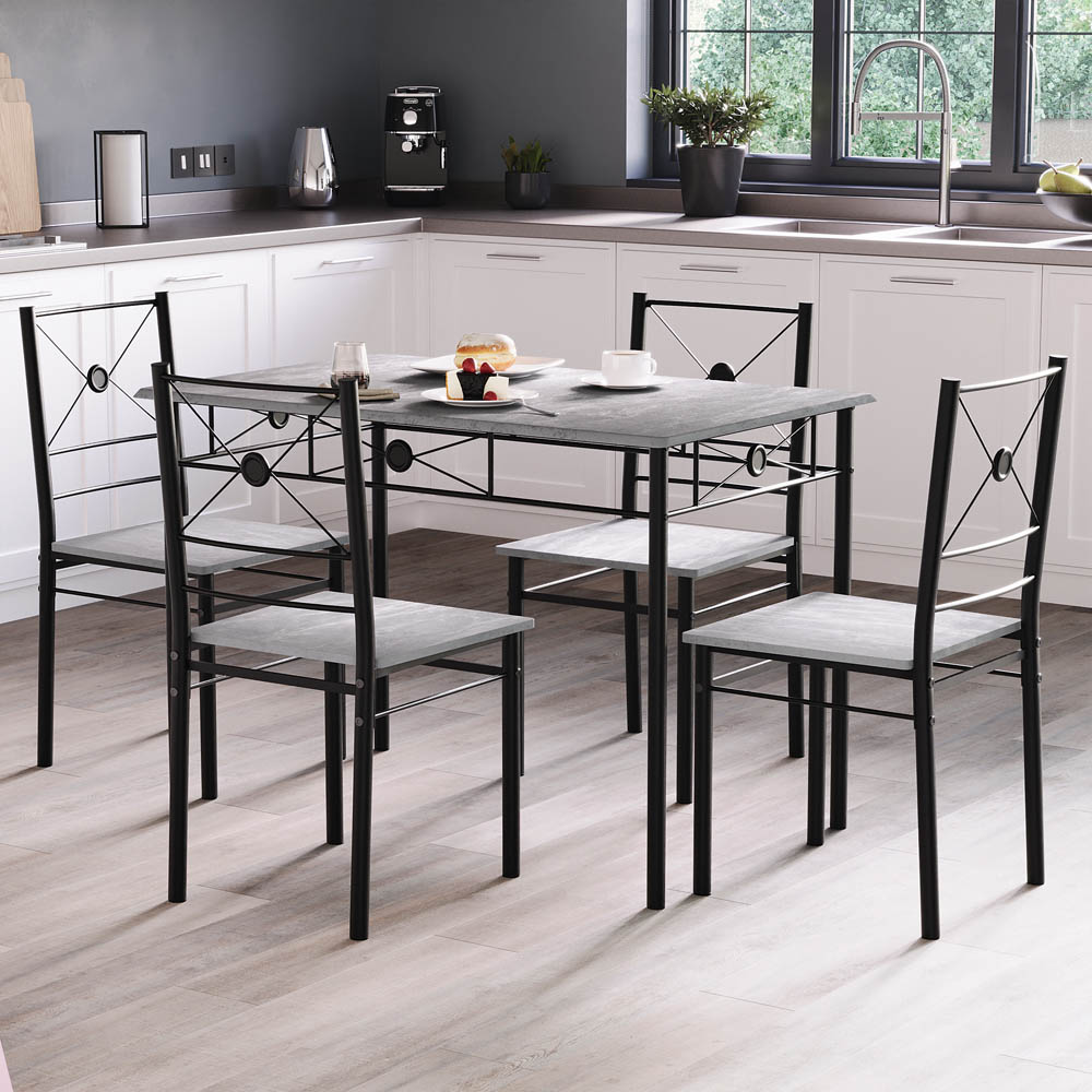 Vida Designs Roslyn 4 Seater Dining Set Concrete Grey Image 3