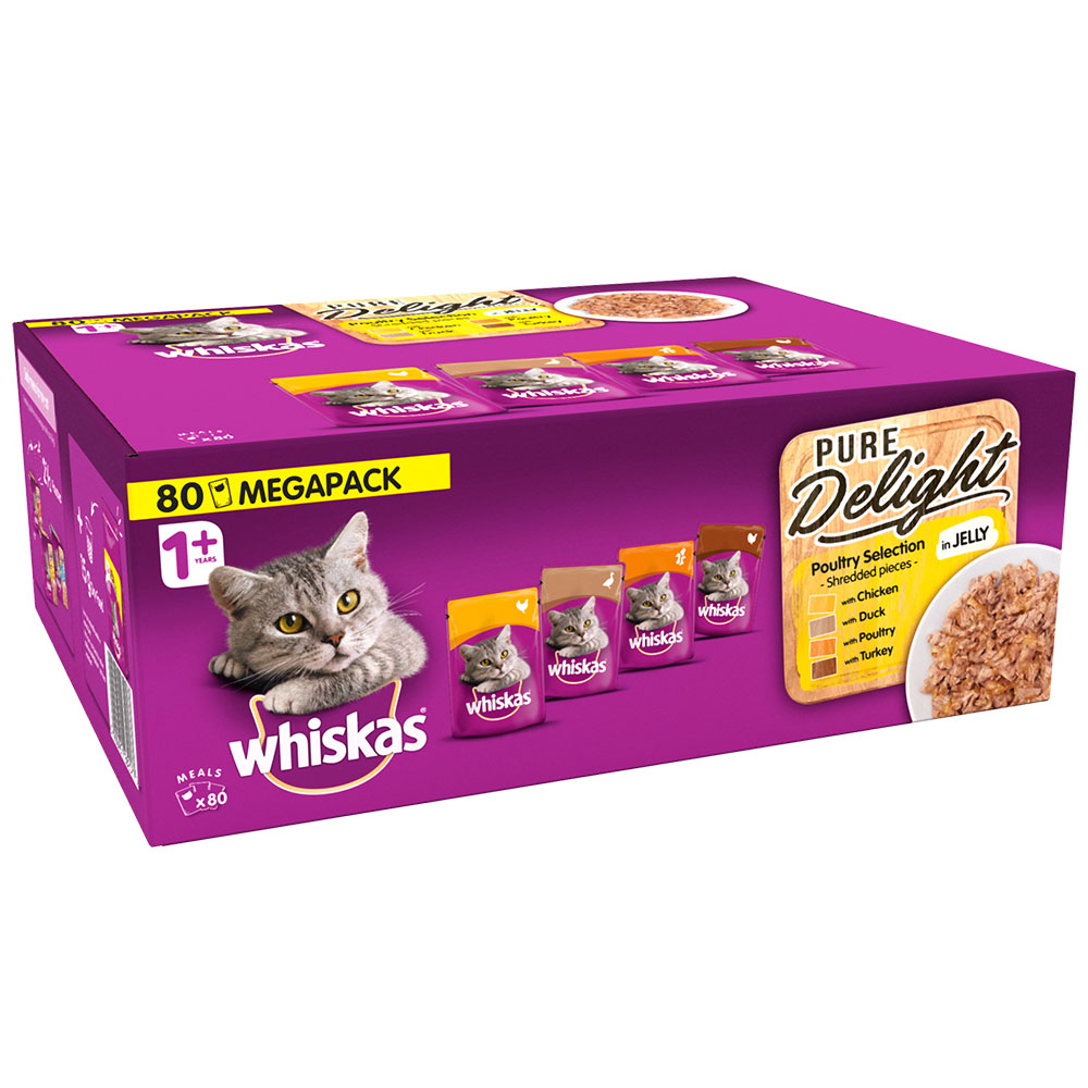 Whiskas Pure Delights Poultry in Jelly Cat Food Pouches 80x85g Image 2