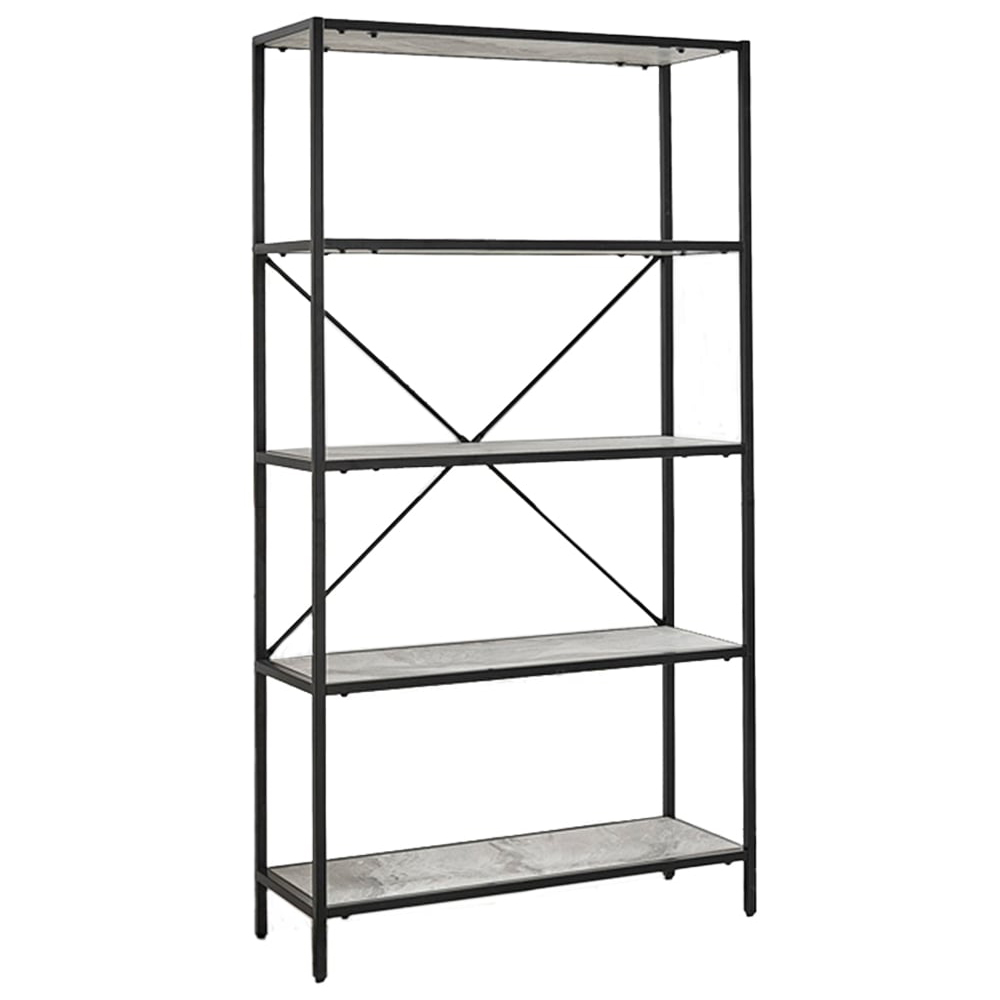 Furniture Box Kelton Black and White Marble Box Shelf Unit Image 2