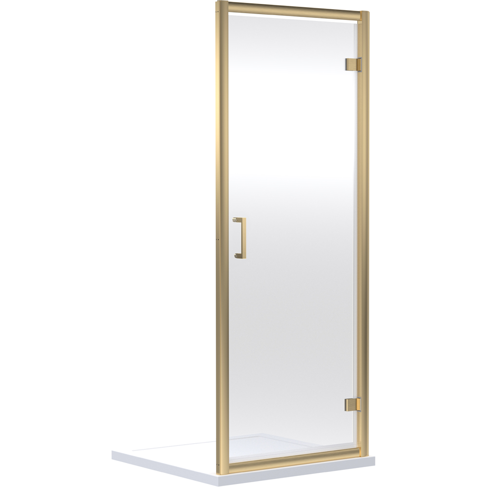 nuie Brushed Brass Hinged Shower Door 800mm Image 1