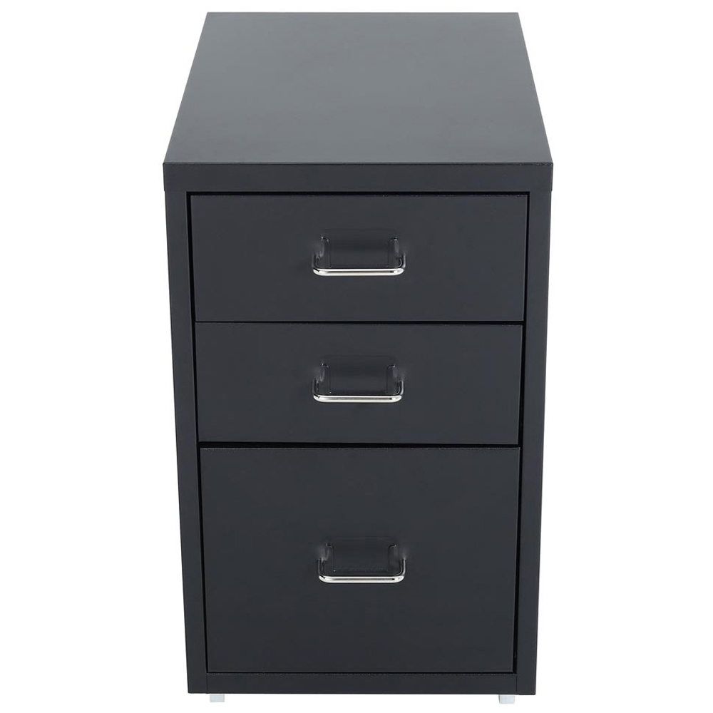 Living and Home Black 3 Tier Vertical File Cabinet with Wheels Image 3