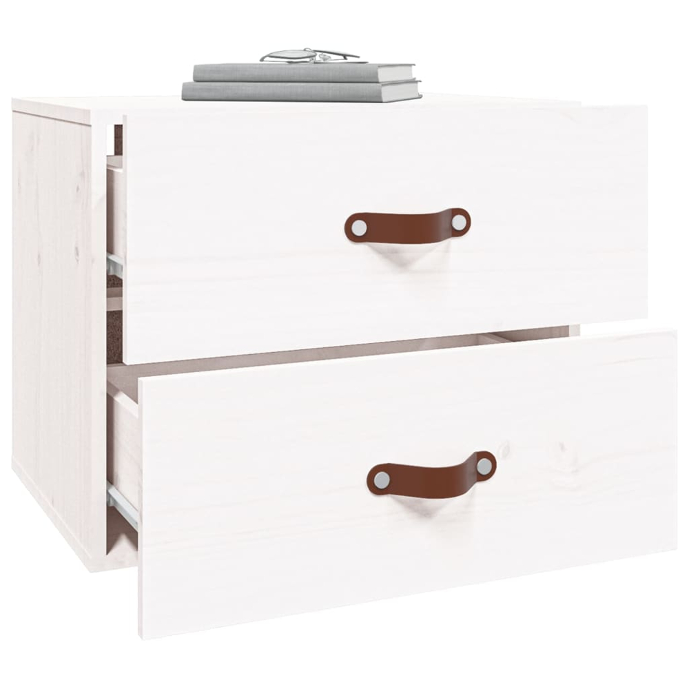 vidaXL 2 Drawer White Wall Mounted Bedside Cabinet Set of 2 Image 4