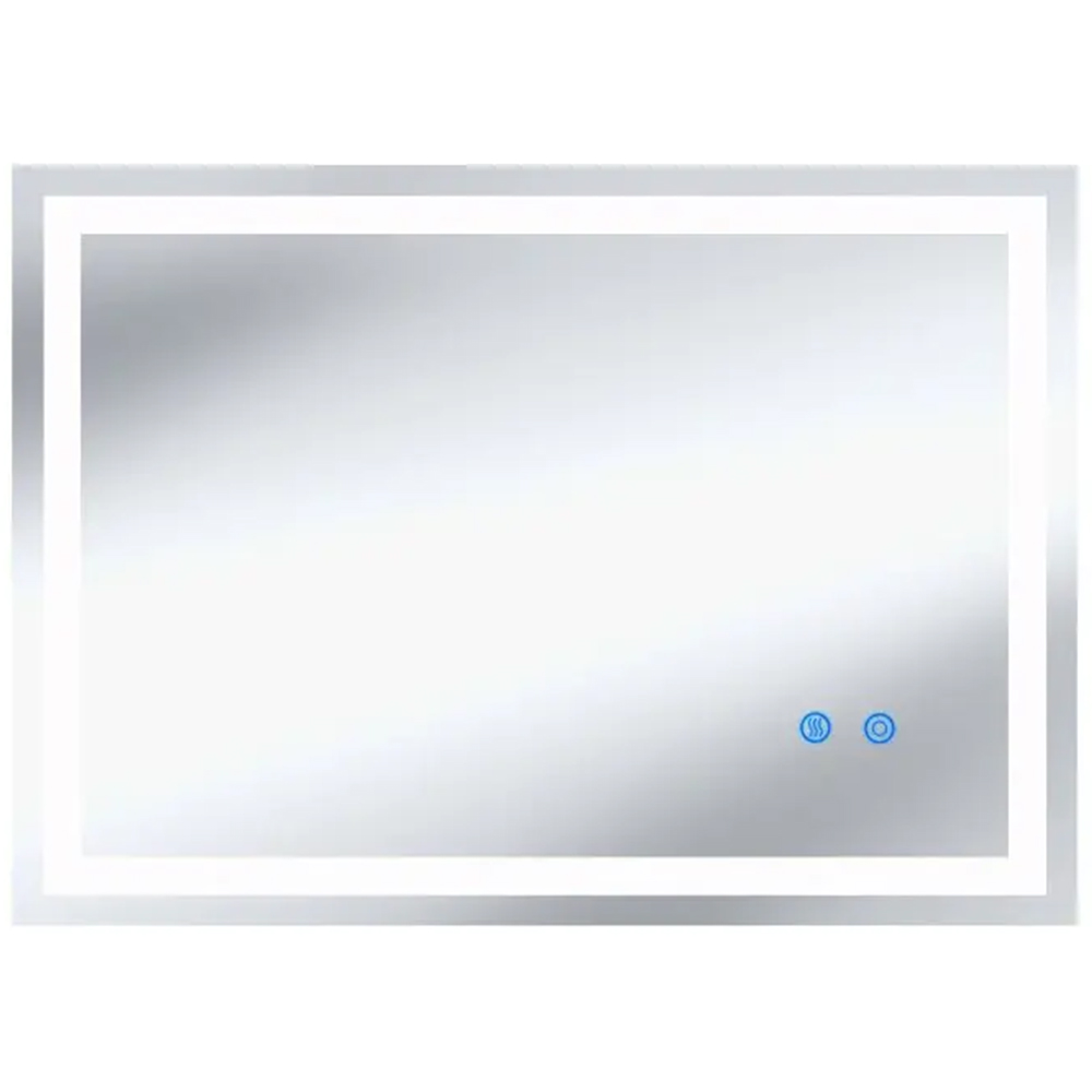 tectake Clara Multicolour Anti-Fog Frameless Rectangular LED Bathroom Wall Mirror 80 x 60cm Image 1