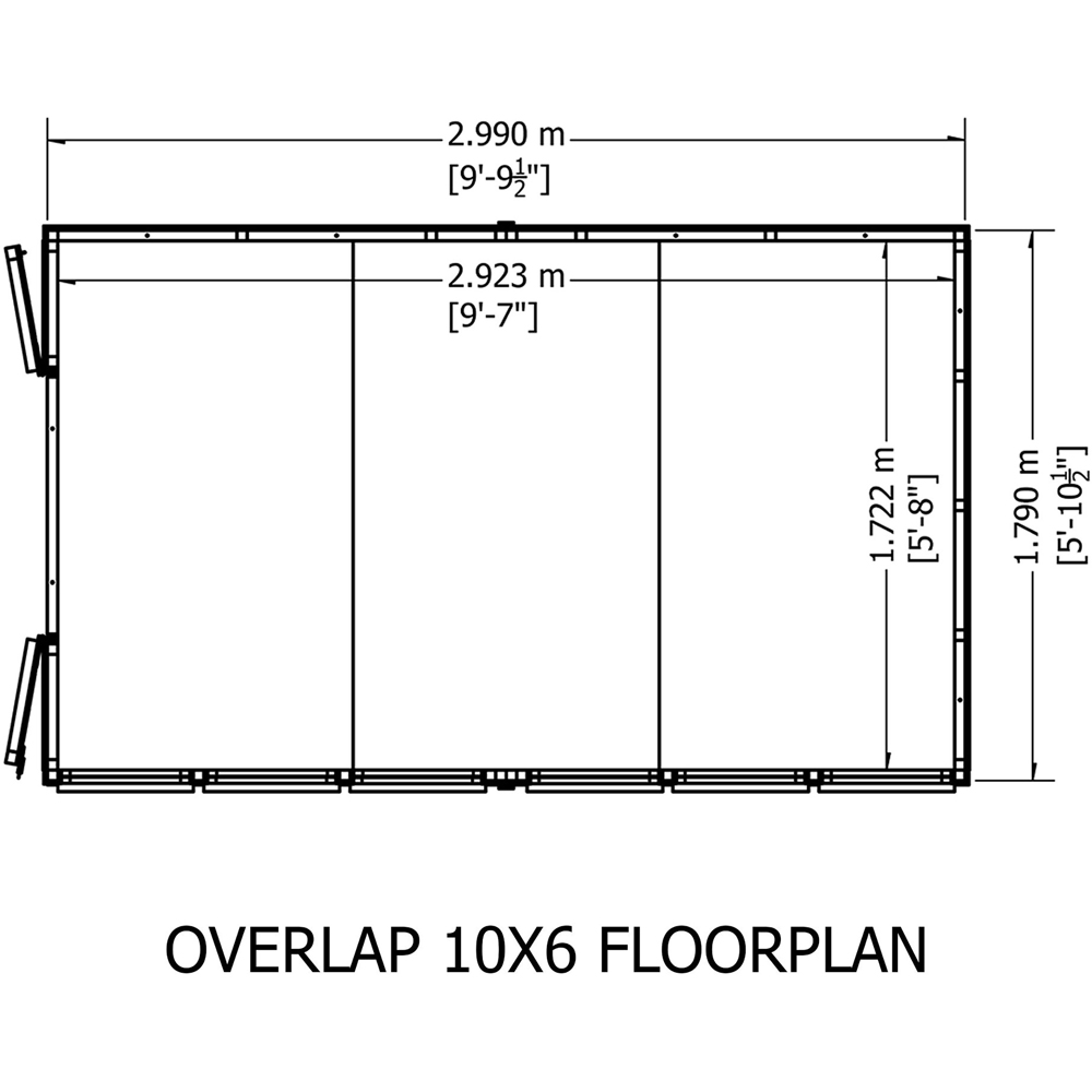 Shire 10 x 6ft Double Door Dip Treated Overlap Apex Shed Image 9