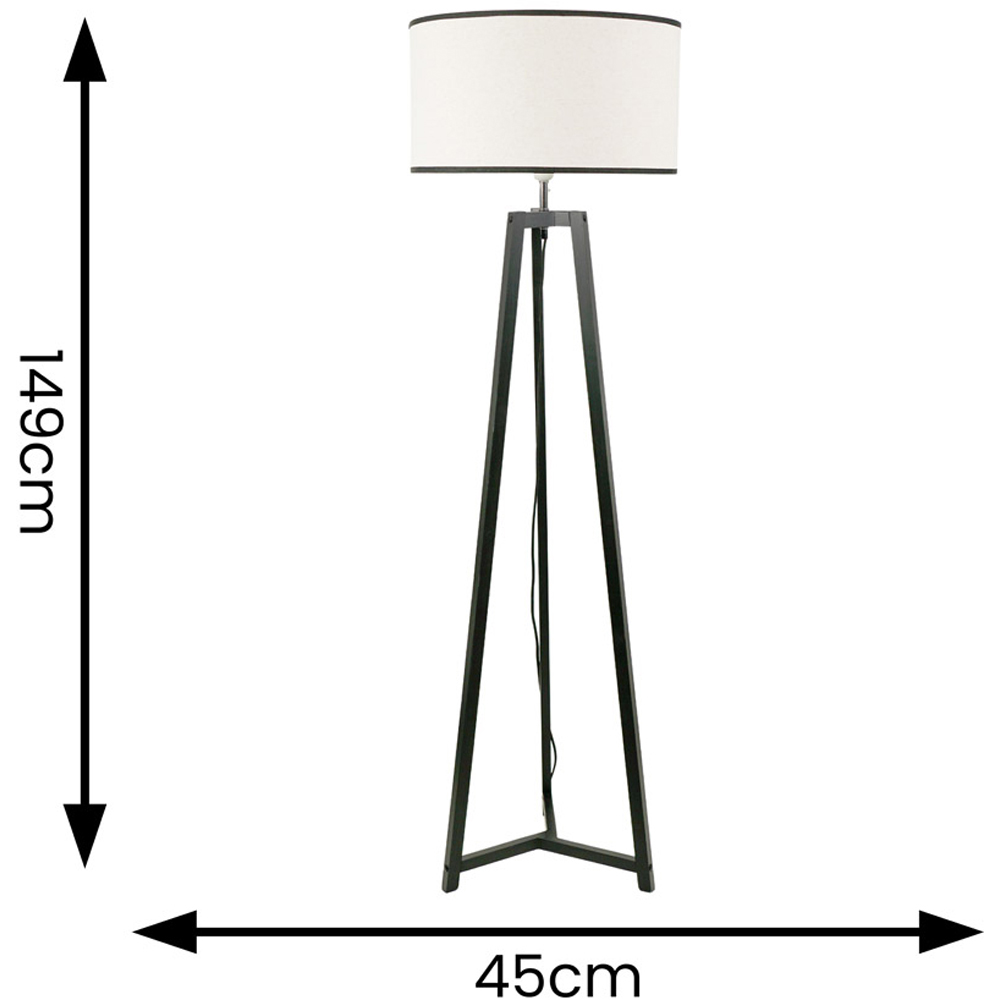 ValueLights Lottie Black Edge Drum Shade Black Wood Tripod LED Floor Lamp Image 4