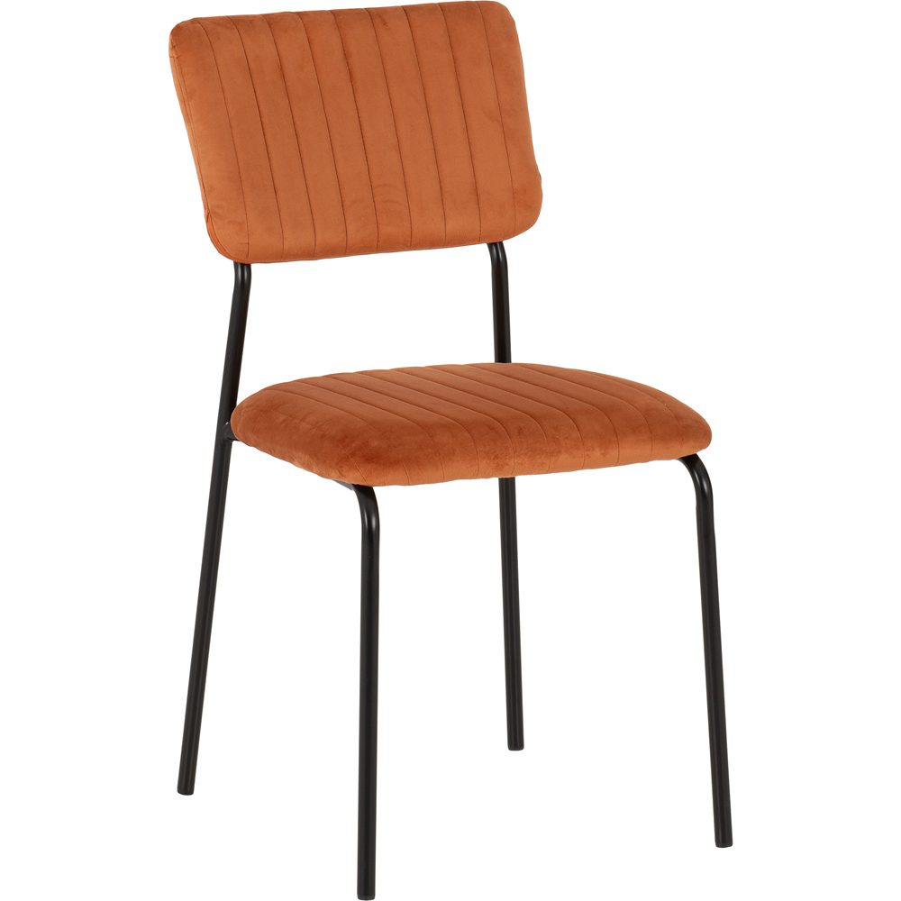 Seconique Sheldon Set of 4 Burnt Orange Velvet Fabric Dining Chair Image 4