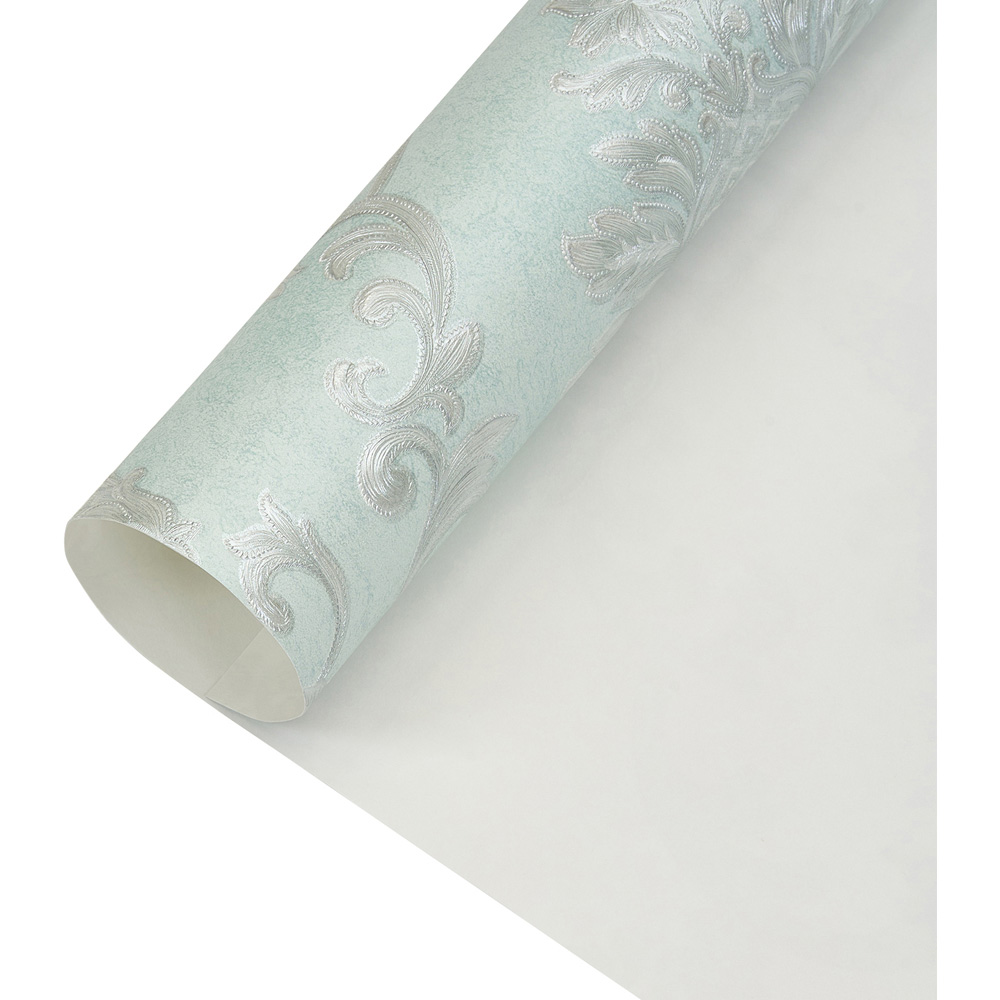 Living and Home Floral Pattern 3D Embossed Mint Green Non-Pasted Non-Woven Wallpaper Image 5