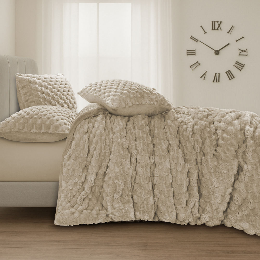 Velosso Double Beige Chunky Popcorn Duvet Set Image 2