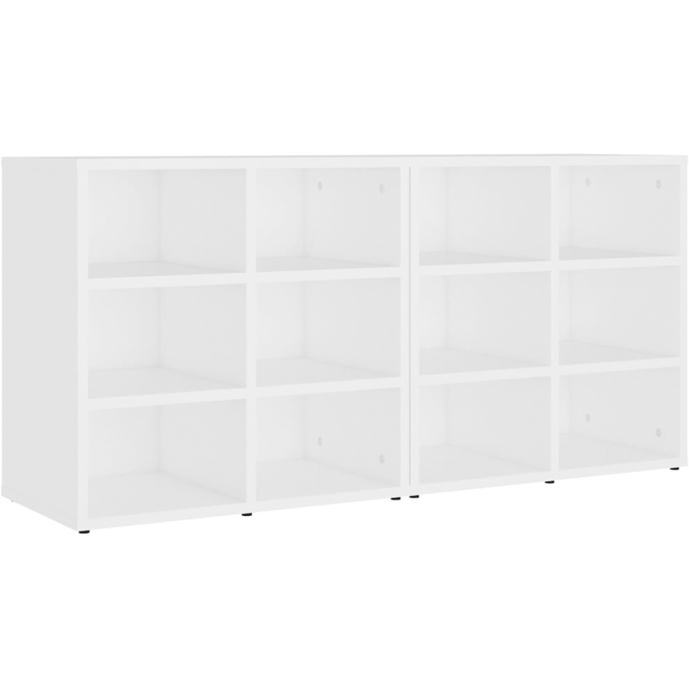 vidaXL 12 Shelf White Shoe Storage Cabinet Set of 2 Image 2