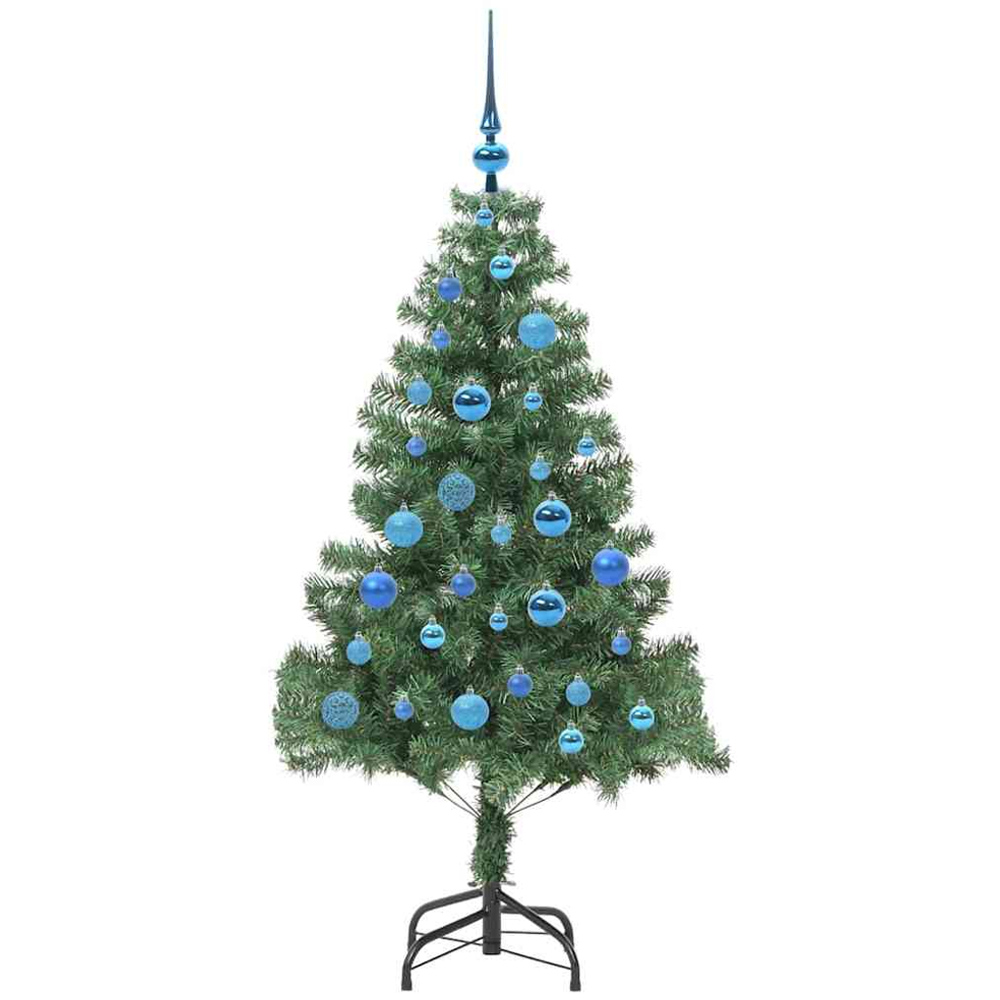 vidaXL Pre-Lit Blue Bauble Green Artificial Christmas Tree 5ft Image 2