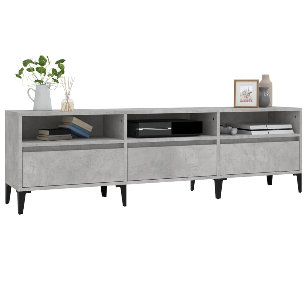 vidaXL 3 Drawer 3 Shelf Concrete Grey TV Cabinet Image 5