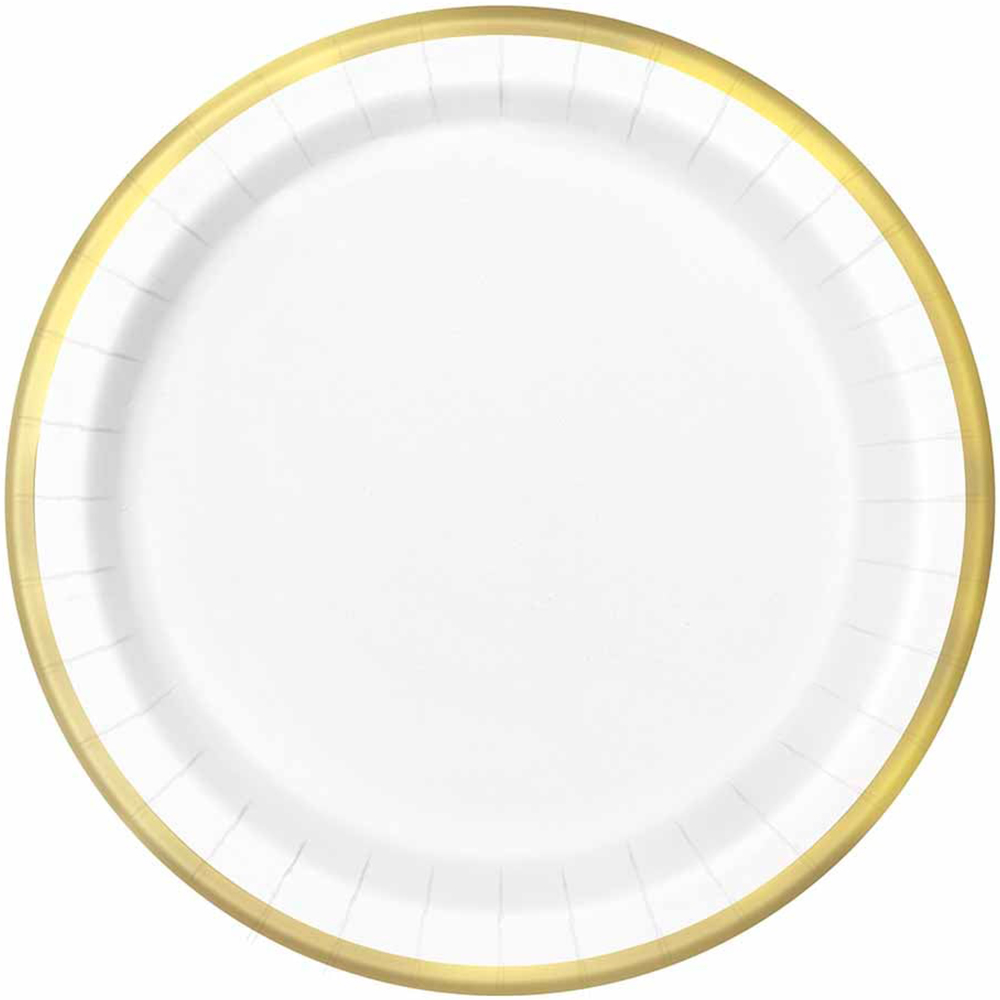 White & Gold Foil 9in Plate 8pk Image