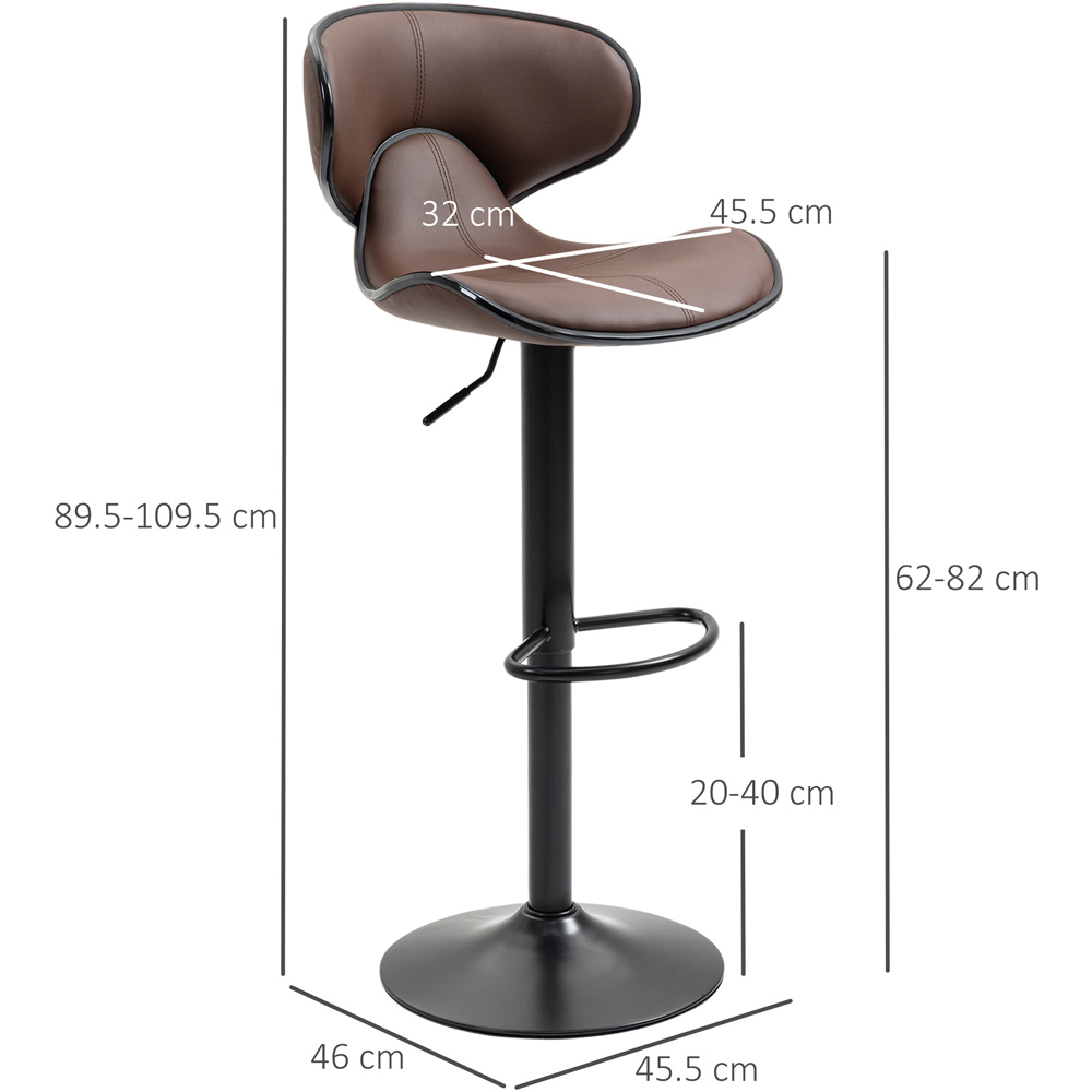Portland Brown Faux Leather Height Adjustable Swivel Bar Stool Set of 2 Image 9