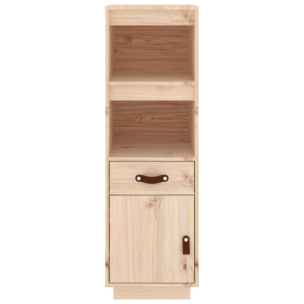 vidaXL Single Door Single Drawer 2 Shelf Natural Solid Pine Wood Highboard Image 4