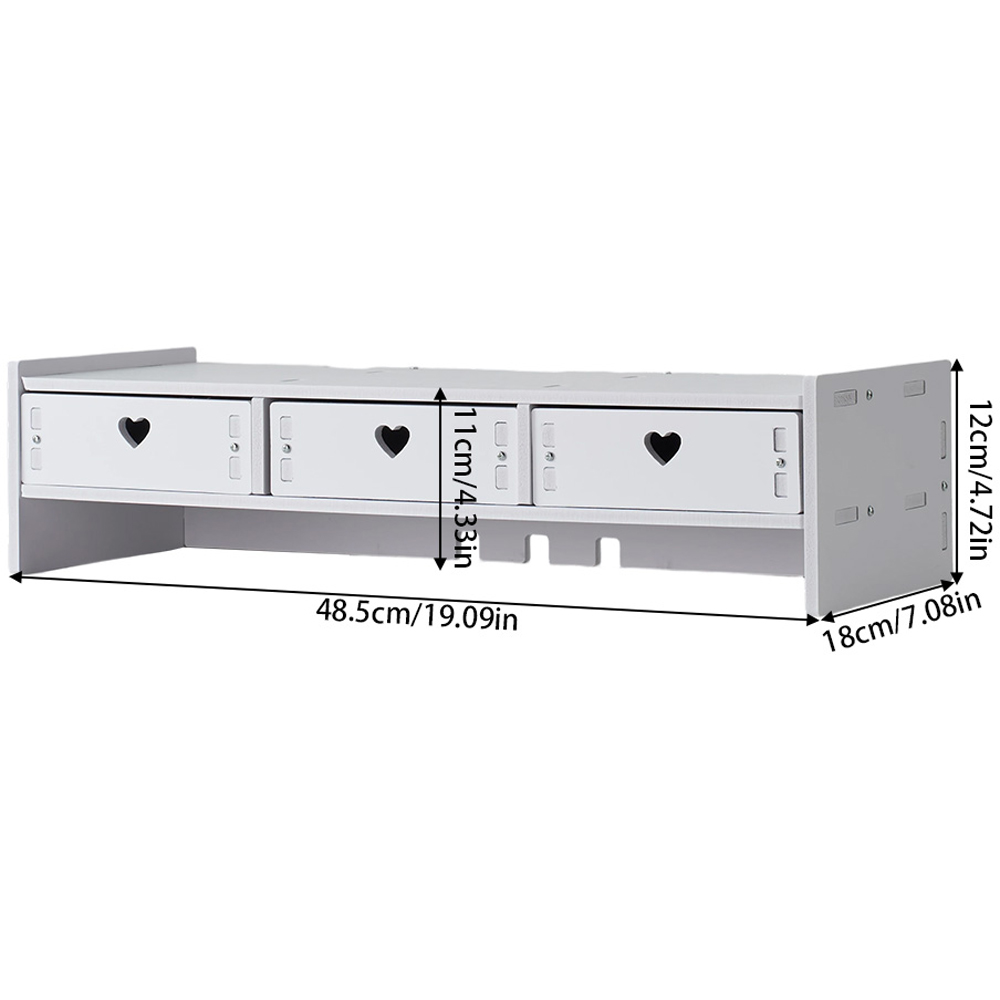 Living and Home 3 Drawer White Monitor Stand Riser Image 8