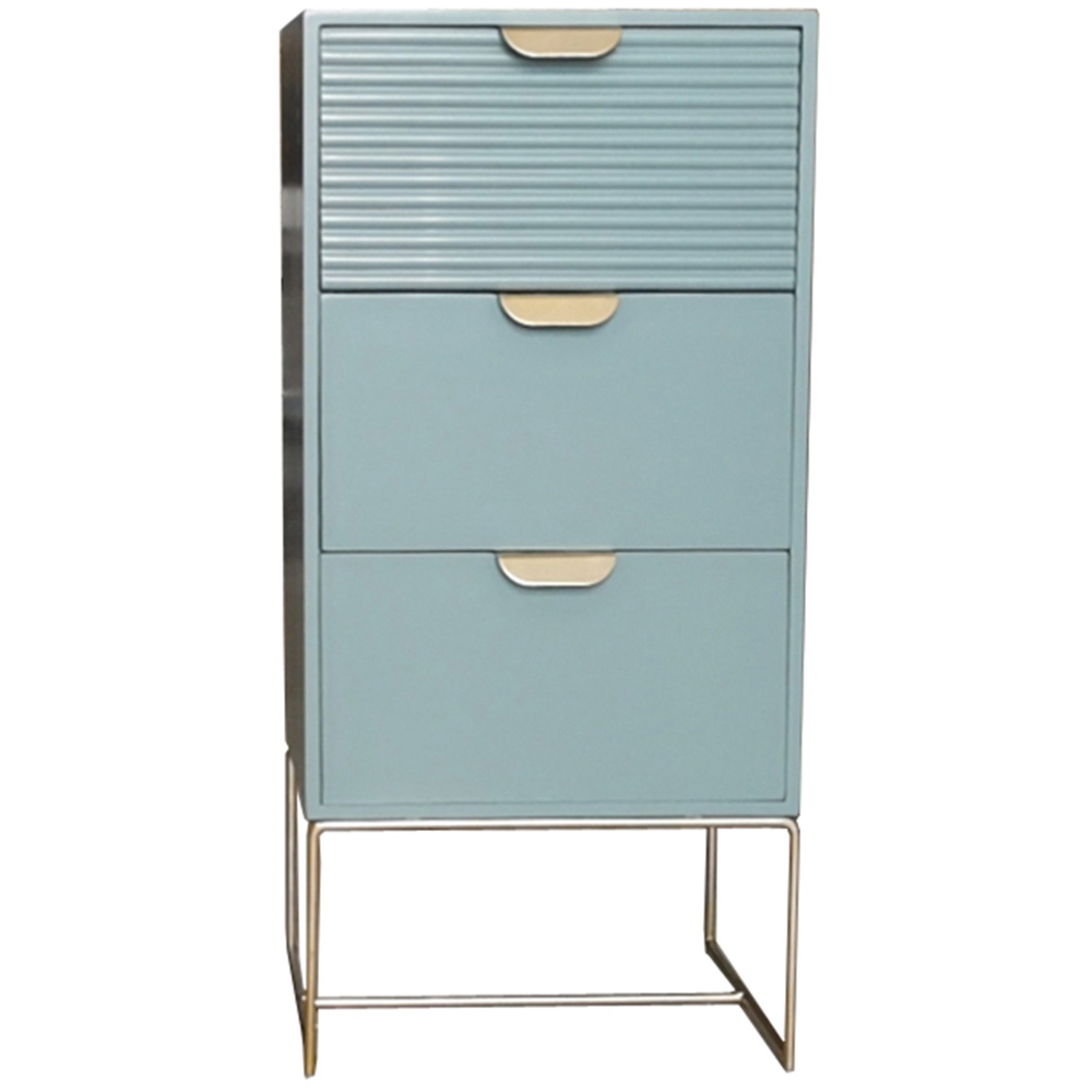 Acacia Home 3 Drawer Green Wooden Bedside Table Image 2