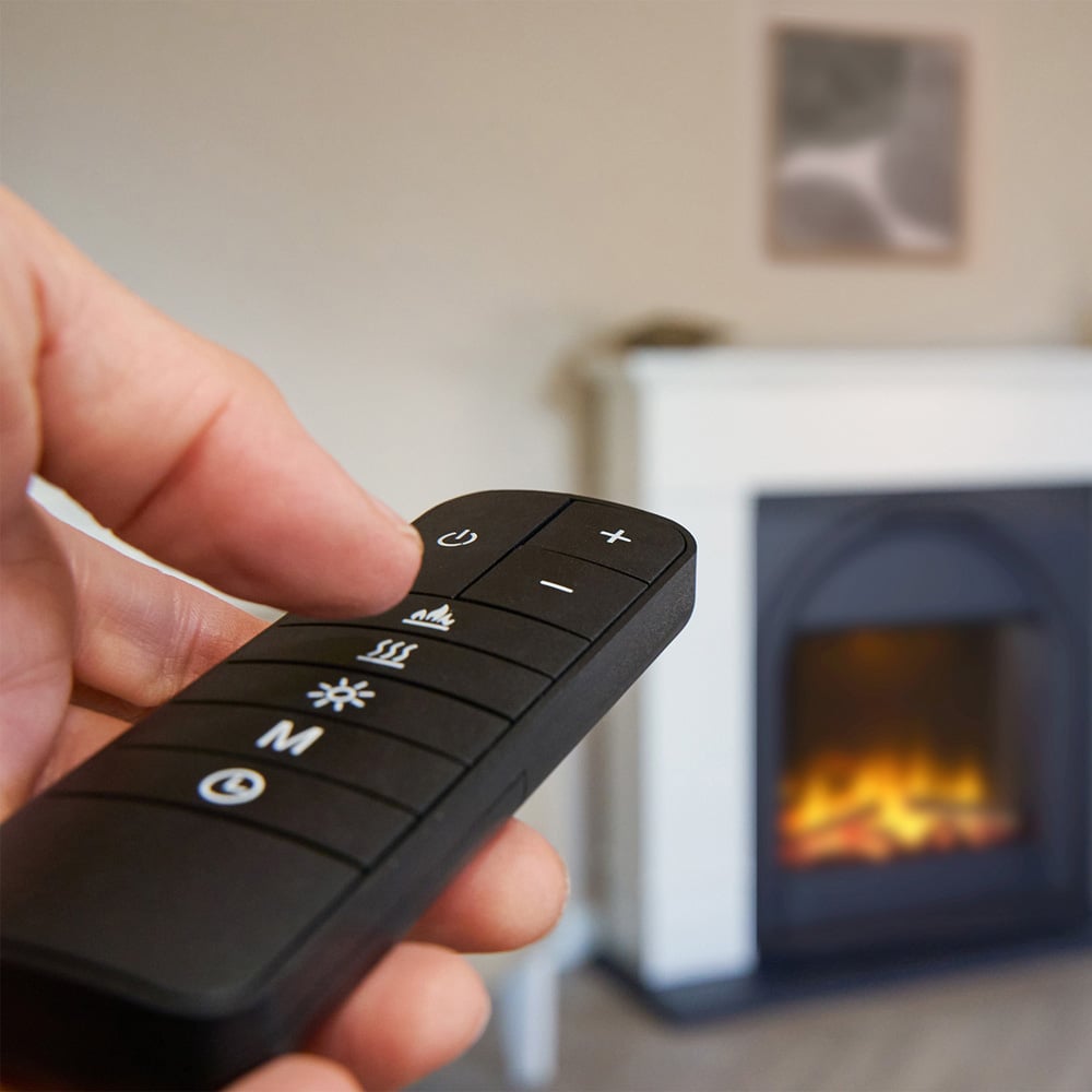 Adam Chesterfield White and Charcoal Grey Electric Fireplace Suite 44 inch Image 5