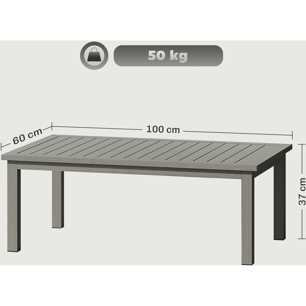 Outsunny Grey Wood Grain Effect Garden Coffee Table Image 9