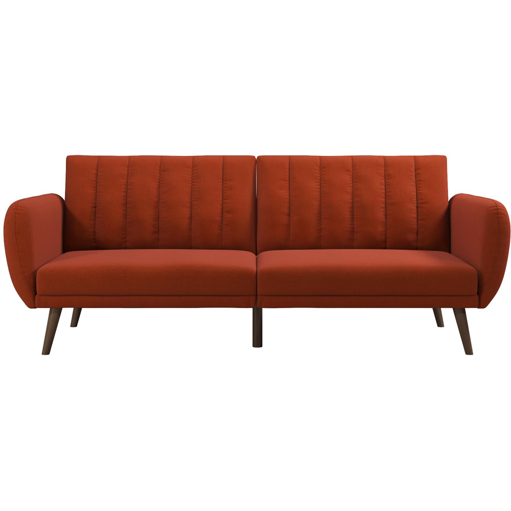 Novogratz Brittany 3 Seater Orange Linen Sofa Bed with Wooden Legs Image 3